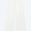 Pantalones de lyocell de talle medio, corte holgado y pierna ancha – Blanco Pantalones de lyocell de talle medio, corte holgado y pierna ancha – Blanco
