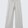 Pantalones de mezcla de lino de talle bajo – Gris claro Pantalones de mezcla de lino de talle bajo – Gris claro