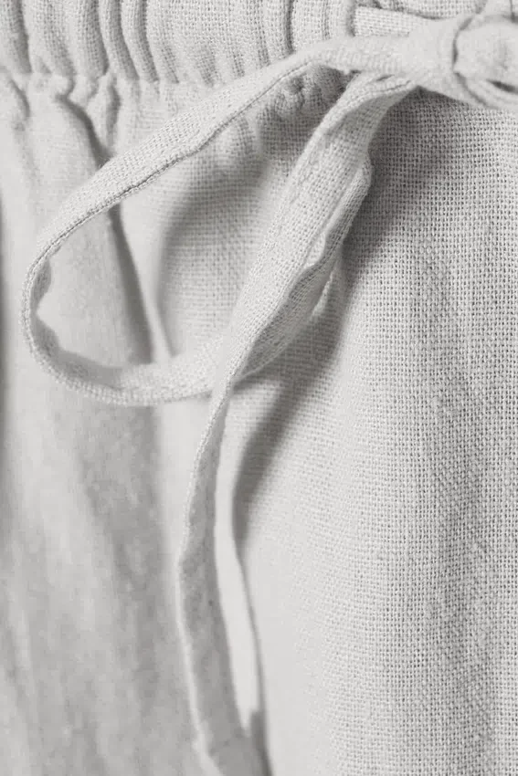 Pantalones de mezcla de lino de talle bajo – Gris claro Pantalones de mezcla de lino de talle bajo – Gris claro