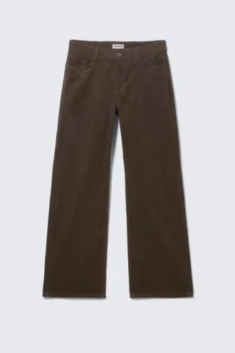 Pantalones de pana de corte holgado y talle bajo – Marrón