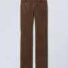 Pantalones de pana rectos y ajustados de cintura baja – Marrón polvoriento Pantalones de pana rectos y ajustados de cintura baja – Marrón polvoriento