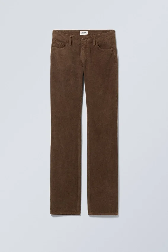 Pantalones de pana rectos y ajustados de cintura baja – Marrón polvoriento Pantalones de pana rectos y ajustados de cintura baja – Marrón polvoriento