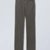 Pantalones de pana rectos y ajustados de cintura baja – Verde caqui oscuro Pantalones de pana rectos y ajustados de cintura baja – Verde caqui oscuro