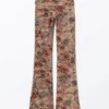 Pantalones de pijama acampanados de cintura baja con estampado – Rosa – Estampado de leopardo y cachemira Pantalones de pijama acampanados de cintura baja con estampado – Rosa – Estampado de leopardo y cachemira