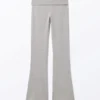 Pantalones de pijama acampanados de cintura baja – Gris jaspeado Pantalones de pijama acampanados de cintura baja – Gris jaspeado