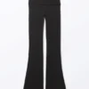 Pantalones de pijama acampanados de cintura baja – Negro Pantalones de pijama acampanados de cintura baja – Negro
