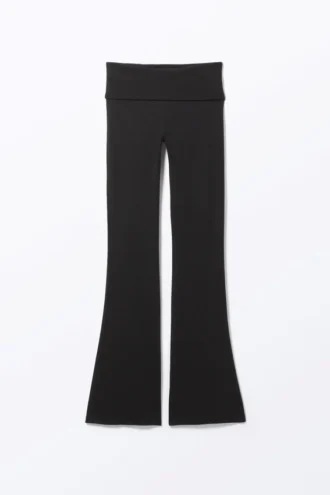 Pantalones de pijama acampanados de cintura baja – Negro