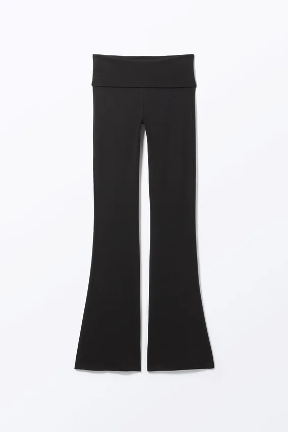 Pantalones de pijama acampanados de cintura baja – Negro Pantalones de pijama acampanados de cintura baja – Negro