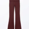 Pantalones de pijama acampanados de cintura baja – Rojo oscuro Pantalones de pijama acampanados de cintura baja – Rojo oscuro