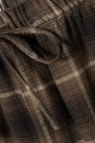 Pantalones de pijama anchos de franela – A cuadros marrón oscuro