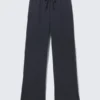 Pantalones de pijama de felpa de talle medio y pierna ancha – Azul oscuro Pantalones de pijama de felpa de talle medio y pierna ancha – Azul oscuro