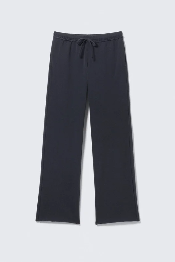 Pantalones de pijama de felpa de talle medio y pierna ancha – Azul oscuro Pantalones de pijama de felpa de talle medio y pierna ancha – Azul oscuro