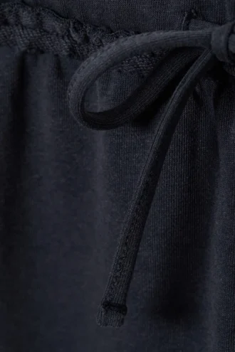 Pantalones de pijama de felpa de talle medio y pierna ancha – Azul oscuro Pantalones de pijama de felpa de talle medio y pierna ancha – Azul oscuro