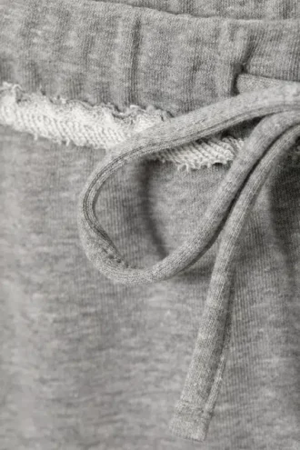 Pantalones de pijama de felpa de talle medio y pierna ancha – Gris jaspeado