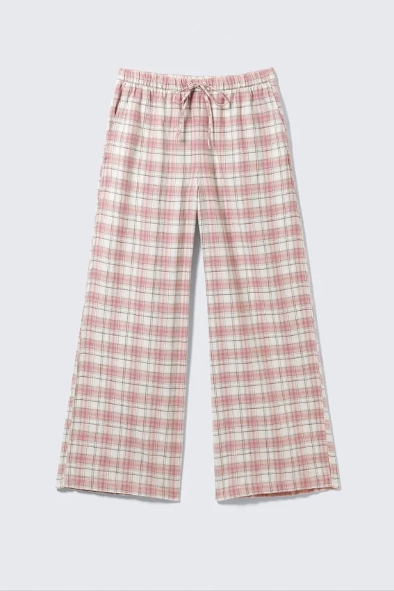 Pantalones de pijama de franela – Cuadros rosa y blanco Pantalones de pijama de franela – Cuadros rosa y blanco