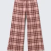 Pantalones de pijama de franela – Cuadros rosa y marrón Pantalones de pijama de franela – Cuadros rosa y marrón
