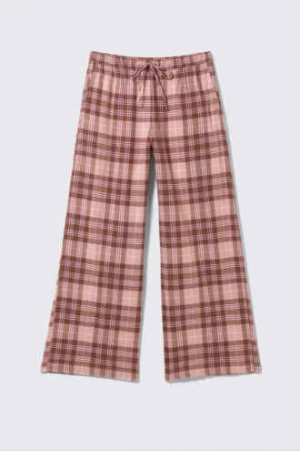 Pantalones de pijama de franela – Cuadros rosa y marrón Pantalones de pijama de franela – Cuadros rosa y marrón