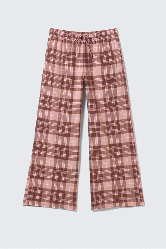 Pantalones de pijama de franela – Cuadros rosa y marrón Pantalones de pijama de franela – Cuadros rosa y marrón