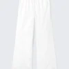 Pantalones de pijama de popelín de algodón de pierna ancha – Blanco Pantalones de pijama de popelín de algodón de pierna ancha – Blanco