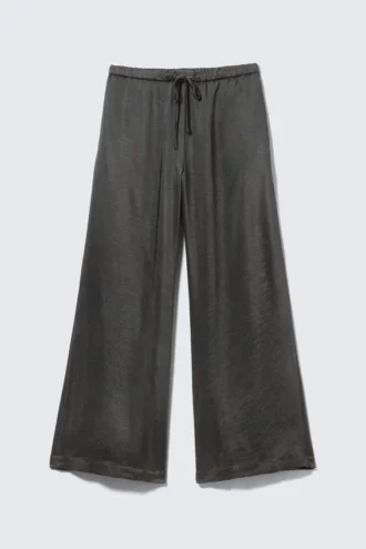 Pantalones de pijama de satén lavado – Gris oscuro lavado Pantalones de pijama de satén lavado – Gris oscuro lavado