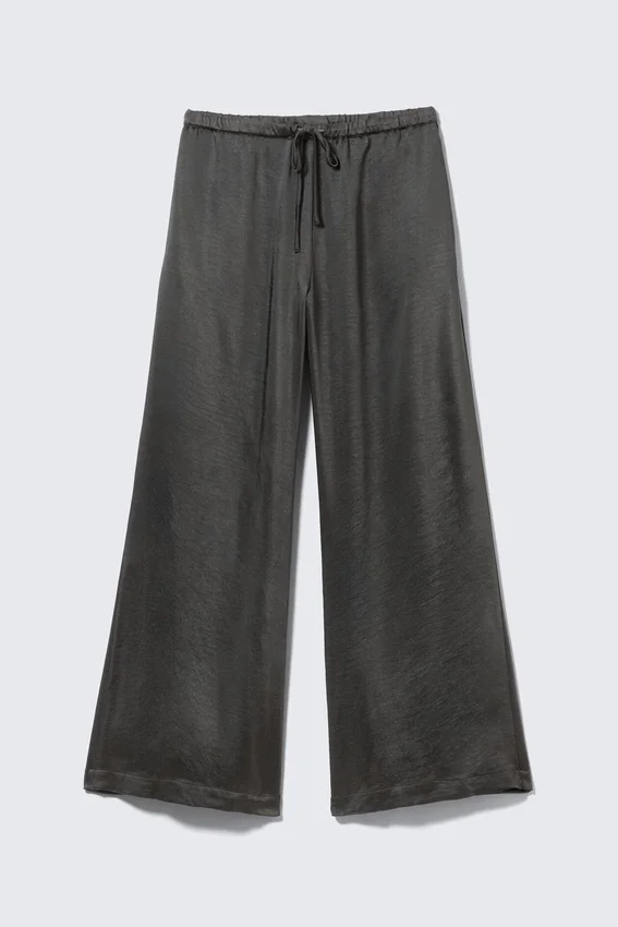 Pantalones de pijama de satén lavado – Gris oscuro lavado Pantalones de pijama de satén lavado – Gris oscuro lavado