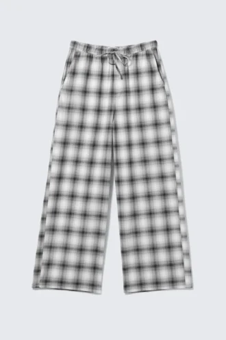Pantalones de pijama holgados de franela – A cuadros blancos
