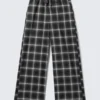 Pantalones de pijama holgados de franela – A cuadros negros