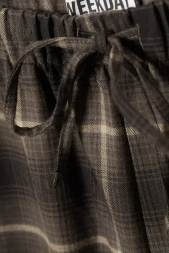 Pantalones de pijama holgados de franela – Marrón oscuro a cuadros