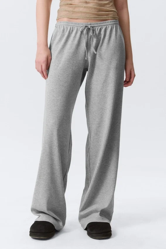 Pantalones de pijama holgados de talle medio – Gris jaspeado Pantalones de pijama holgados de talle medio – Gris jaspeado