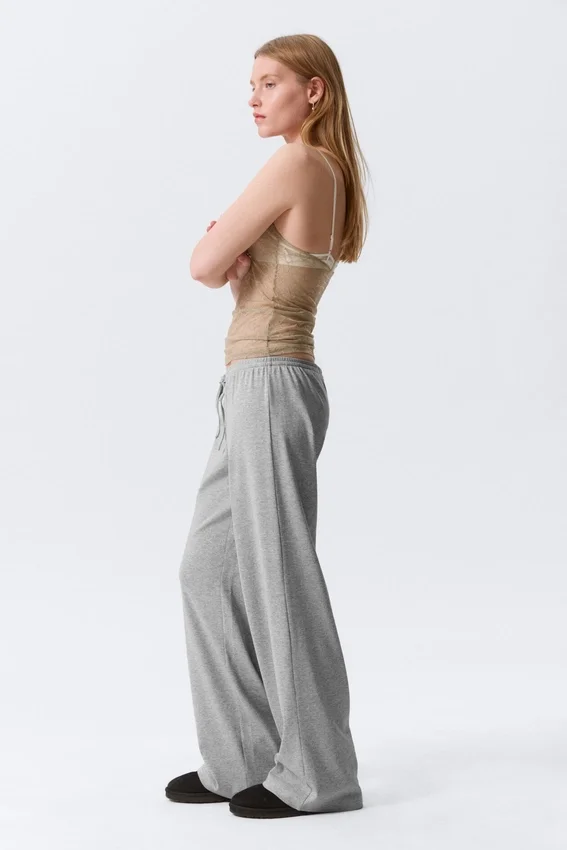 Pantalones de pijama holgados de talle medio – Gris jaspeado Pantalones de pijama holgados de talle medio – Gris jaspeado
