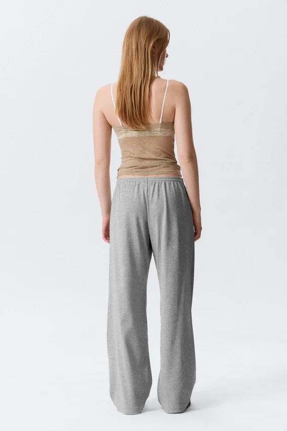 Pantalones de pijama holgados de talle medio – Gris jaspeado Pantalones de pijama holgados de talle medio – Gris jaspeado