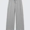 Pantalones de pijama holgados de talle medio – Gris jaspeado Pantalones de pijama holgados de talle medio – Gris jaspeado