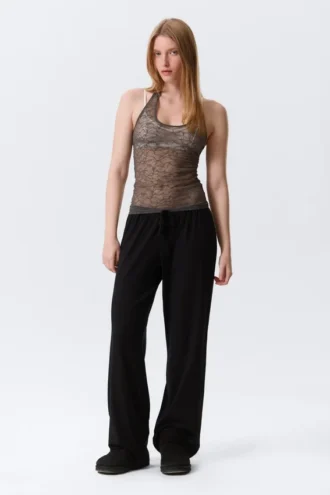 Pantalones de pijama holgados de talle medio – Negro