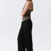 Pantalones de pijama holgados de talle medio – Negro Pantalones de pijama holgados de talle medio – Negro