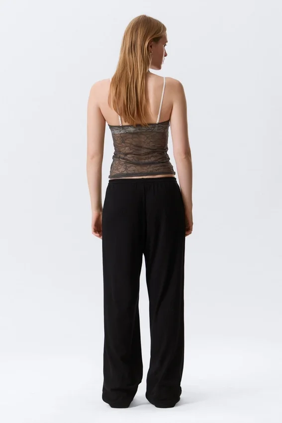 Pantalones de pijama holgados de talle medio – Negro Pantalones de pijama holgados de talle medio – Negro