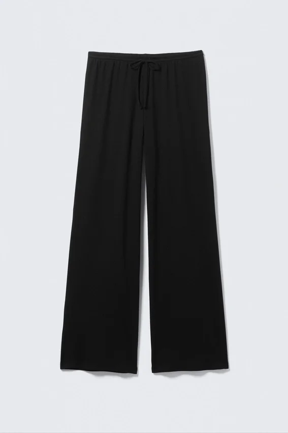 Pantalones de pijama holgados de talle medio – Negro Pantalones de pijama holgados de talle medio – Negro
