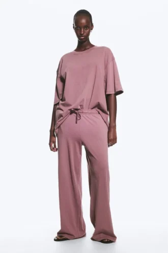 Pantalones de pijama holgados – Lila empolvado