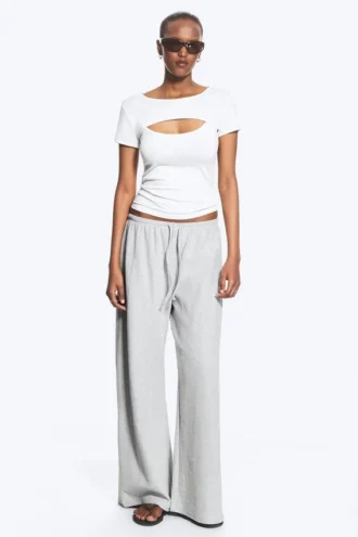 Pantalones de rizo volteado – Mezcla de gris claro empolvado