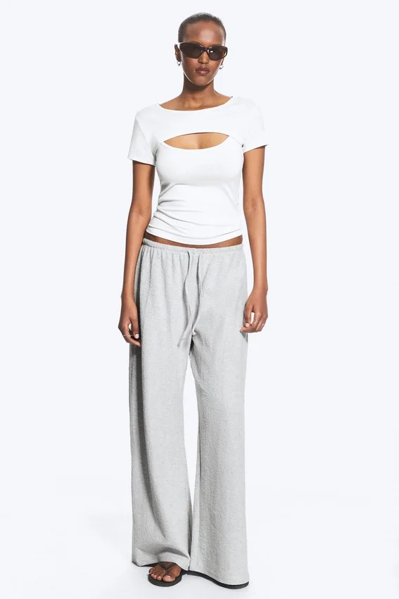 Pantalones de rizo volteado – Mezcla de gris claro empolvado Pantalones de rizo volteado – Mezcla de gris claro empolvado