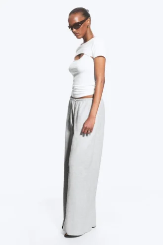 Pantalones de rizo volteado – Mezcla de gris claro empolvado
