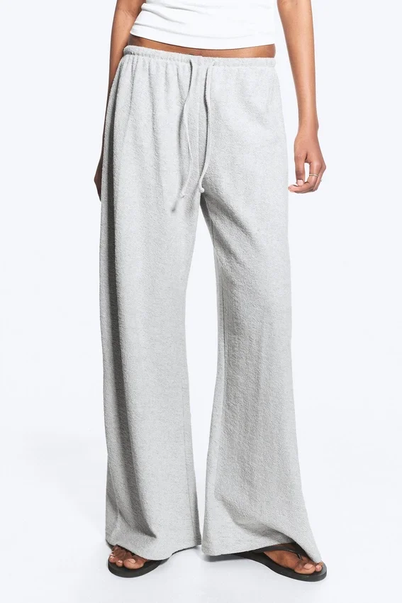 Pantalones de rizo volteado – Mezcla de gris claro empolvado Pantalones de rizo volteado – Mezcla de gris claro empolvado