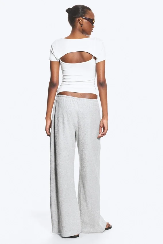 Pantalones de rizo volteado – Mezcla de gris claro empolvado Pantalones de rizo volteado – Mezcla de gris claro empolvado