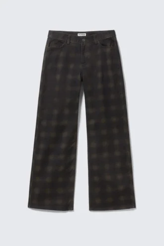 Pantalones de sarga a cuadros de talle bajo y pierna recta – Dark Brown Haze