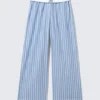 Pantalones de sarga de algodón de pierna ancha – Rayas azules Pantalones de sarga de algodón de pierna ancha – Rayas azules