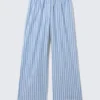 Pantalones de sarga de algodón de pierna ancha – Rayas azules Pantalones de sarga de algodón de pierna ancha – Rayas azules