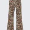 Pantalones de sarga de cintura baja con bordes deshilachados – Estampado de cachemira Pantalones de sarga de cintura baja con bordes deshilachados – Estampado de cachemira
