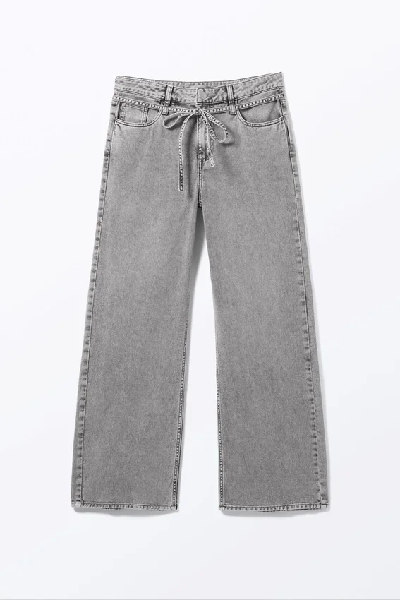 Pantalones de sarga holgados de cintura baja – Gris polvoriento sobreteñido Pantalones de sarga holgados de cintura baja – Gris polvoriento sobreteñido