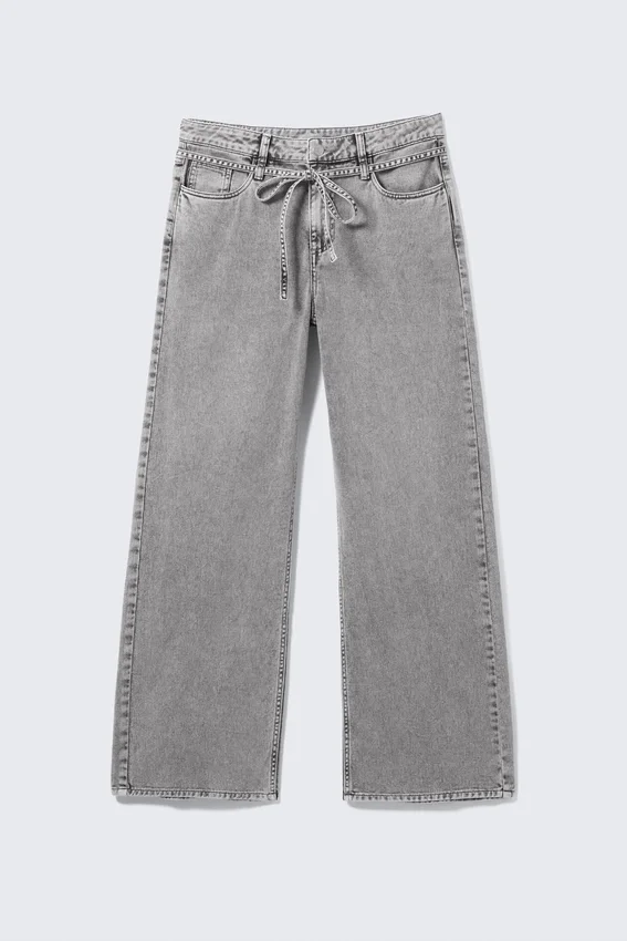Pantalones de sarga holgados de cintura baja – Gris polvoriento sobreteñido Pantalones de sarga holgados de cintura baja – Gris polvoriento sobreteñido