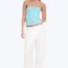 Pantalones de satén de cintura alta y pierna ancha – Blanco Pantalones de satén de cintura alta y pierna ancha – Blanco