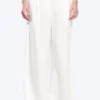 Pantalones de satén de cintura alta y pierna ancha – Blanco Pantalones de satén de cintura alta y pierna ancha – Blanco